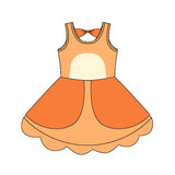 Sleeveless yellow dog bow kids girls summer dress