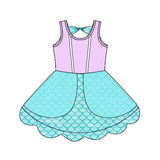 Sleeveless lavender bow princess kids girls summer dress