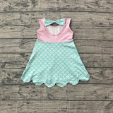 Sleeveless lavender bow princess kids girls summer dress
