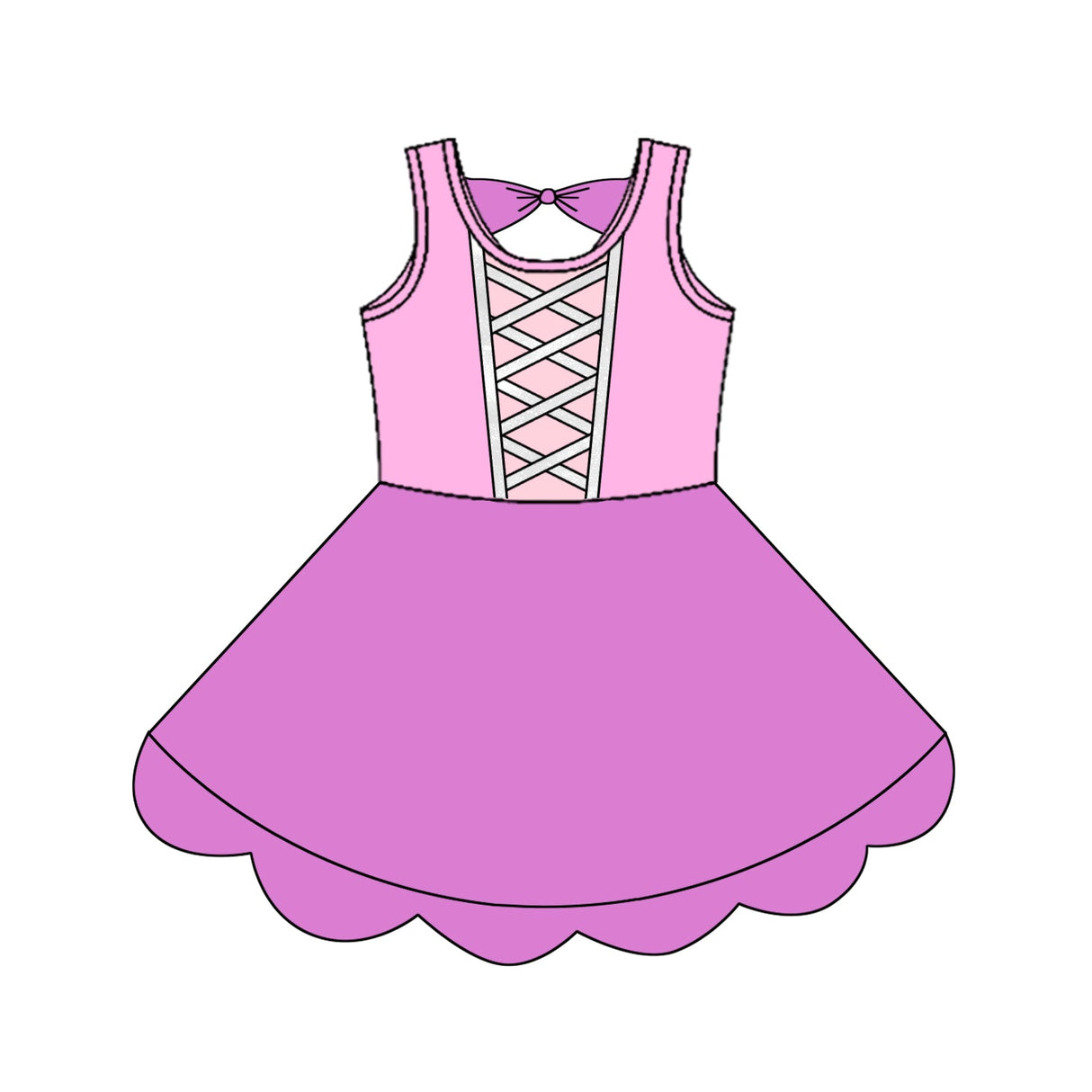 Sleeveless pink princess kids girls summer dress