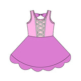 Sleeveless pink princess kids girls summer dress