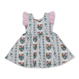 Flutter sleeves tulip floral baby girls summer dresses
