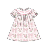Short sleeves mama's girl floral bow kids dresses