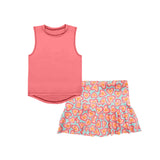 Sleeveless top heart skirt girls summer activewear set