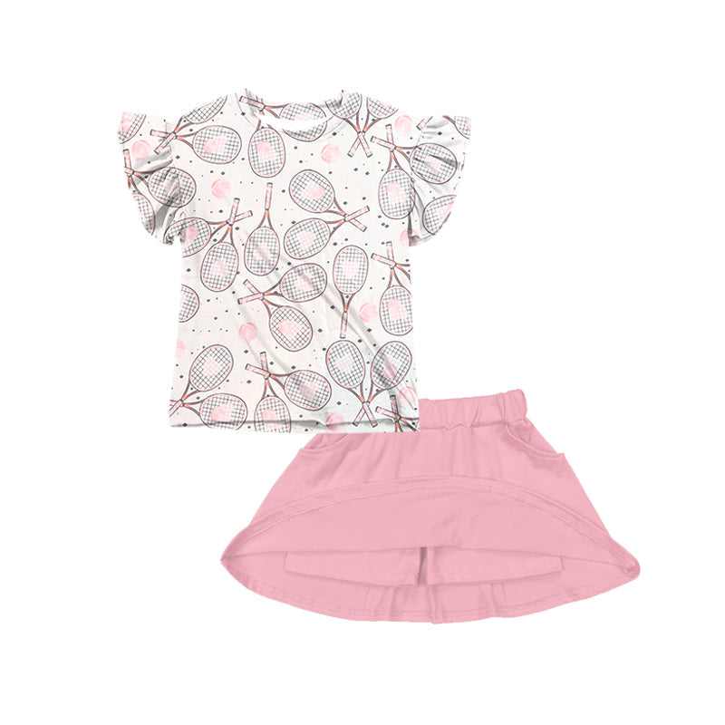 Short sleeves tennis top pockets skirt girls clothing