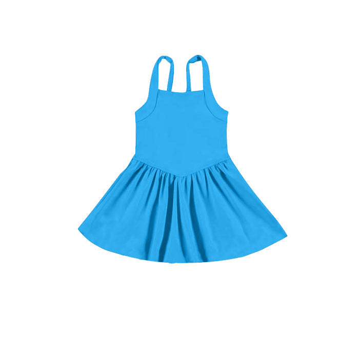 Blue straps kids girls summer activewear athletic dresses