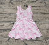 Sleeveless floral pink bow girls summer athletic dress
