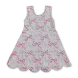 Sleeveless floral pink bow girls summer athletic dress
