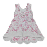Sleeveless floral pink bow girls summer athletic dress