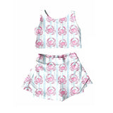Sleeveless stripe crab top skirt girls summer activewear