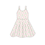 Straps pink floral toddler girls summer dresses
