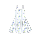Straps blue floral toddler girls summer dresses