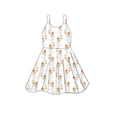 Straps white bow strawberry toddler girls summer dress