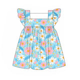 Flutter sleeves pink white floral baby girls dresses