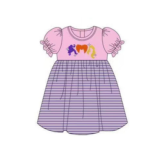 Short sleeves witches stripe baby girls Halloween dresses