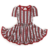 Short sleeves red polka dots holly girls Christmas dress