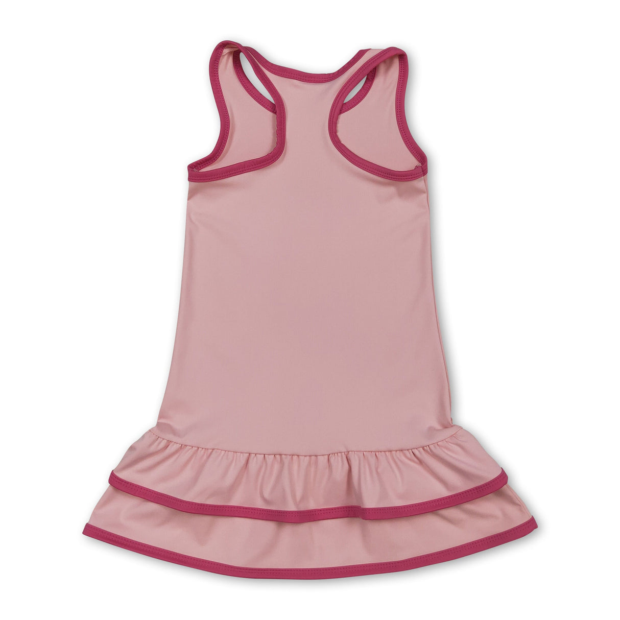 Sleeveless pink ruffle kids girls athletic dresses