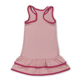 Sleeveless pink ruffle kids girls athletic dresses