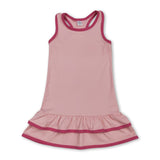 Sleeveless pink ruffle kids girls athletic dresses