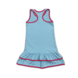 Sleeveless light blue ruffle kids girls athletic dresses