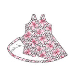 Straps pink bow leopard kids girls athletic dress