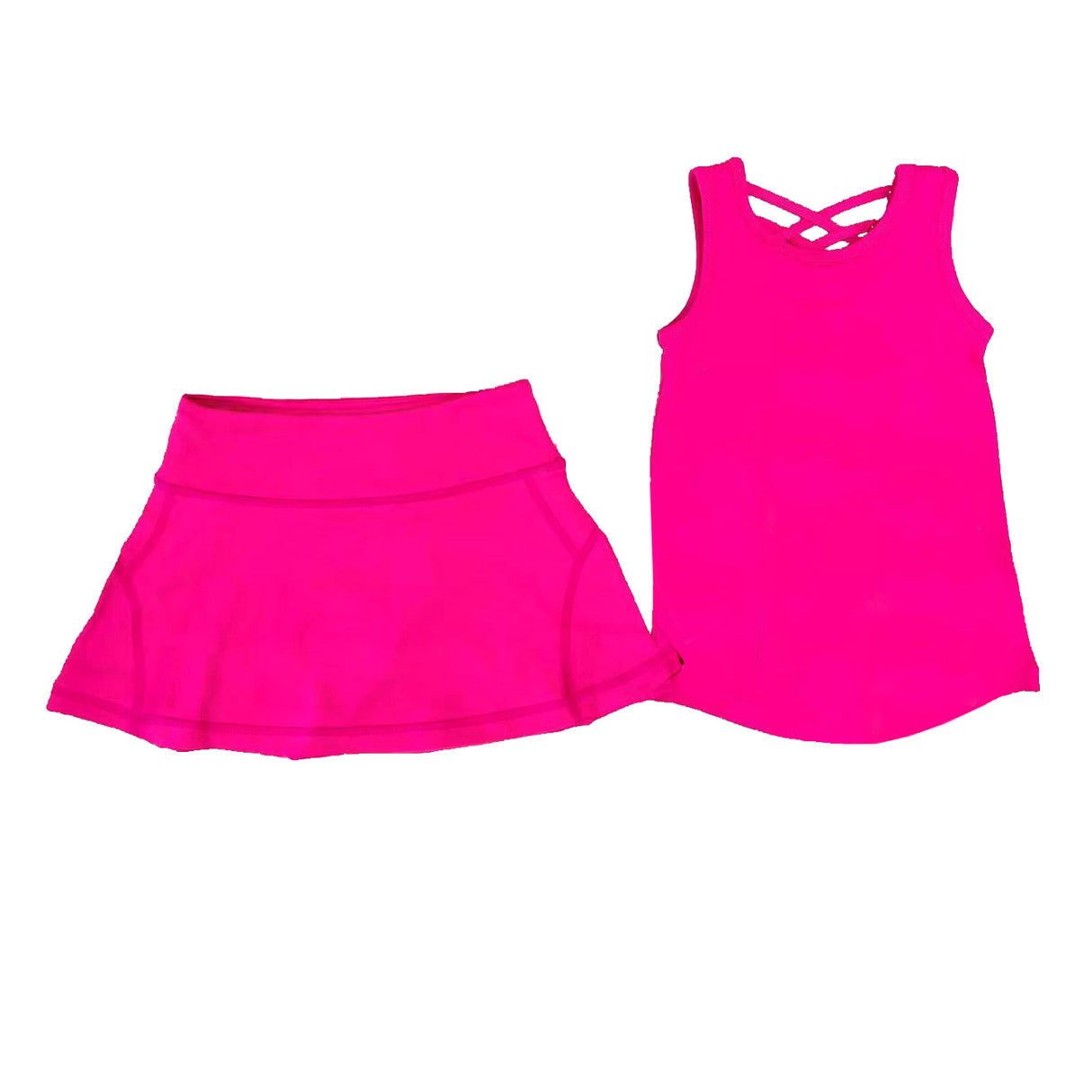 Hot pink sleeveless top skorts kids girls activewear set – Yawoo