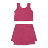 Watermelon red sleeveless top skorts girls activewear set