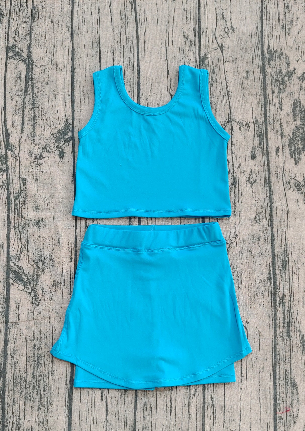 Blue sleeveless top skorts girls activewear set