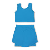 Blue sleeveless top skorts girls activewear set