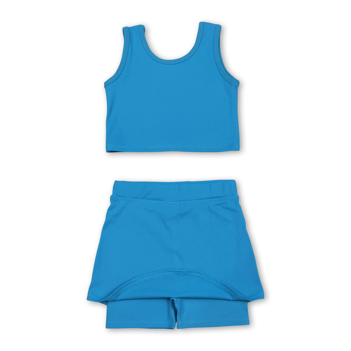 Blue sleeveless top skorts girls activewear set