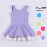 Lavender sleeveless lace ruffle kids girls athletic dresses