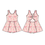 Sleeveless pink bows girls summer athletic dresses