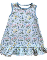 Sleeveless pink yellow floral baby girls dresses