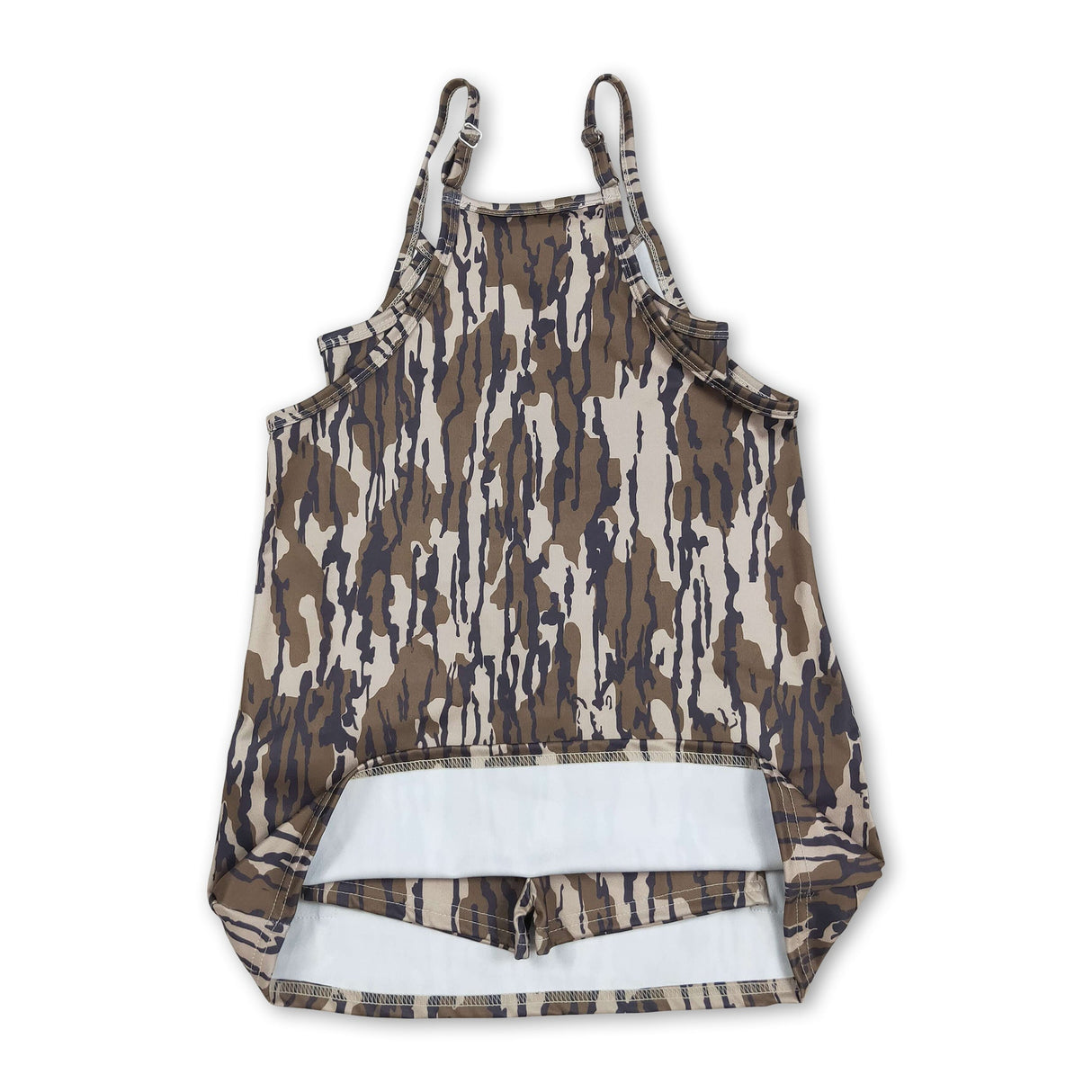 Straps bottomland camo kids girls summer athletic dresses