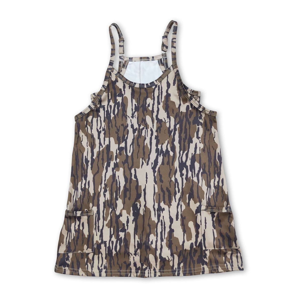 Straps bottomland camo kids girls summer athletic dresses
