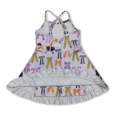Straps lavender colorful bows girls Halloween athletic dress