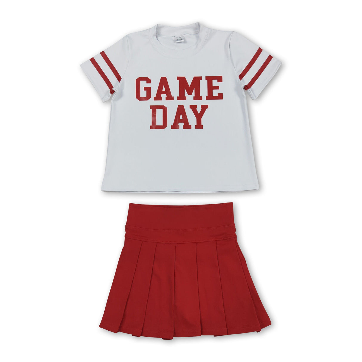 Short sleeves game day top red pleated skirt girls team clothes