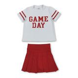 Short sleeves game day top red pleated skirt girls team clothes