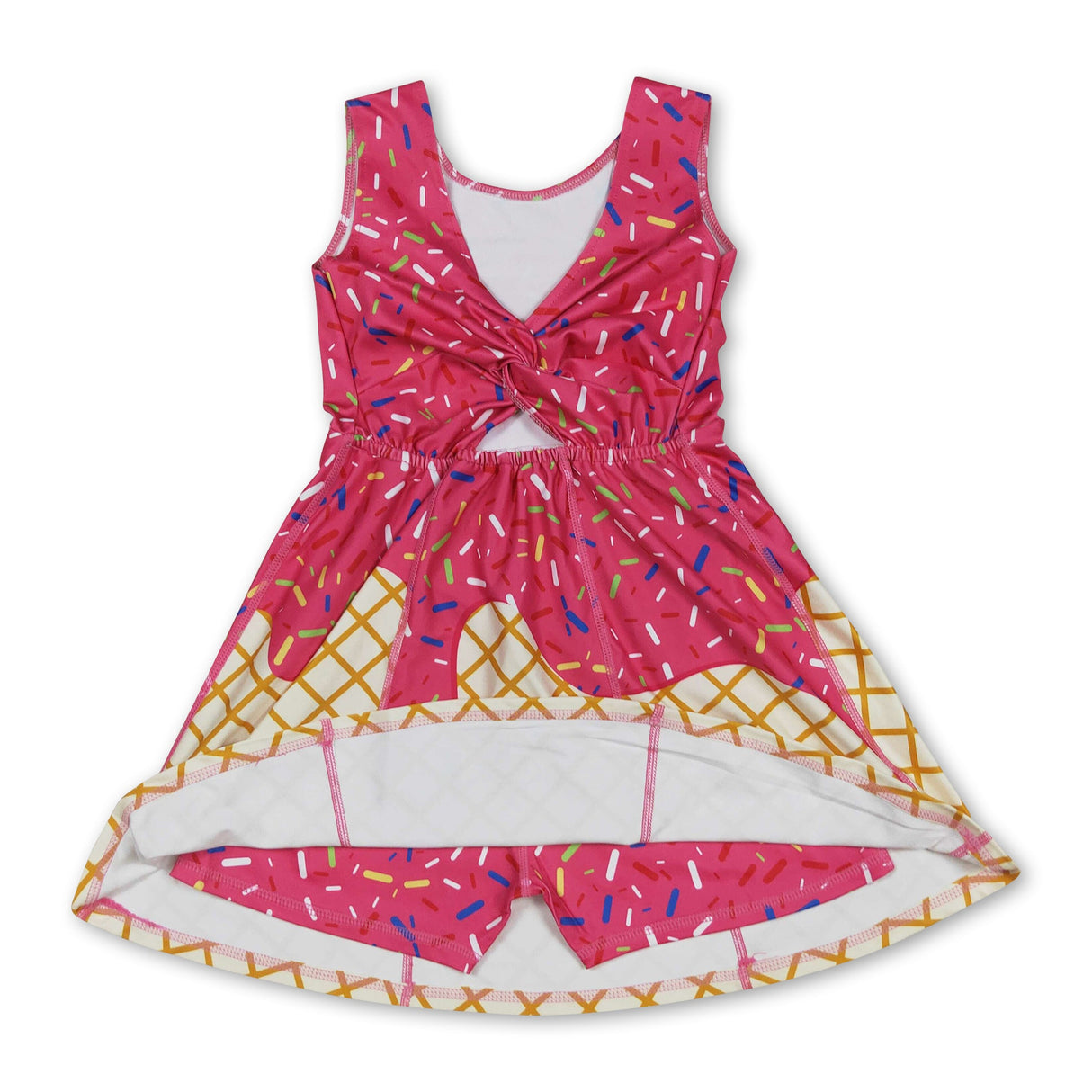 Sleeveless hot pink ice cream sprinkle girls athletic dress