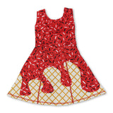 Sleeveless red ice cream sprinkle girls athletic dress