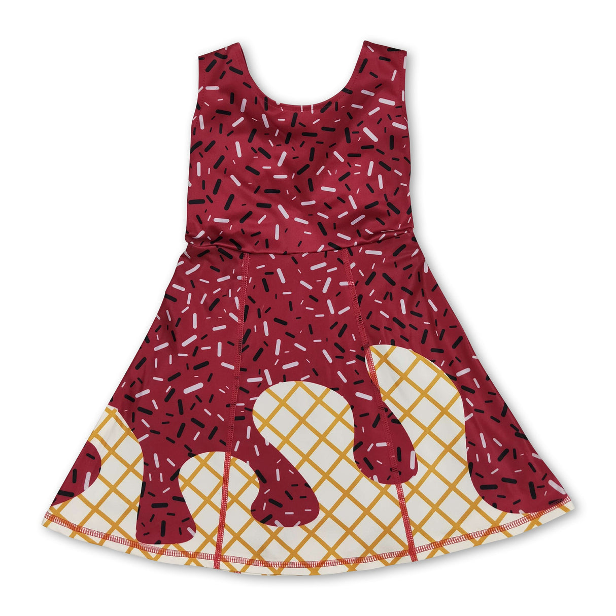 Sleeveless maroon ice cream sprinkle girls athletic dress