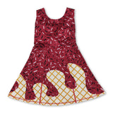 Sleeveless maroon ice cream sprinkle girls athletic dress