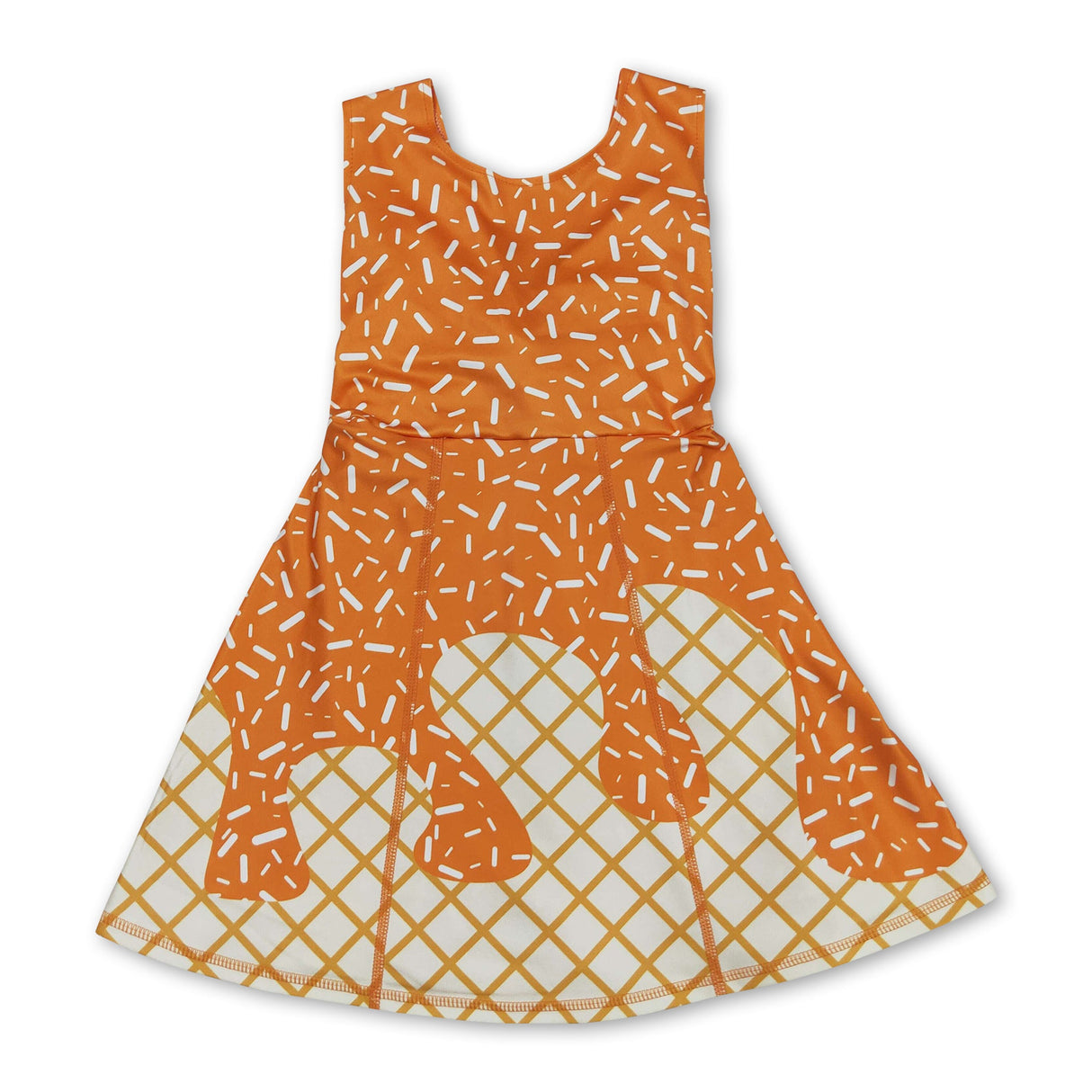 Sleeveless yellow ice cream sprinkle girls athletic dress