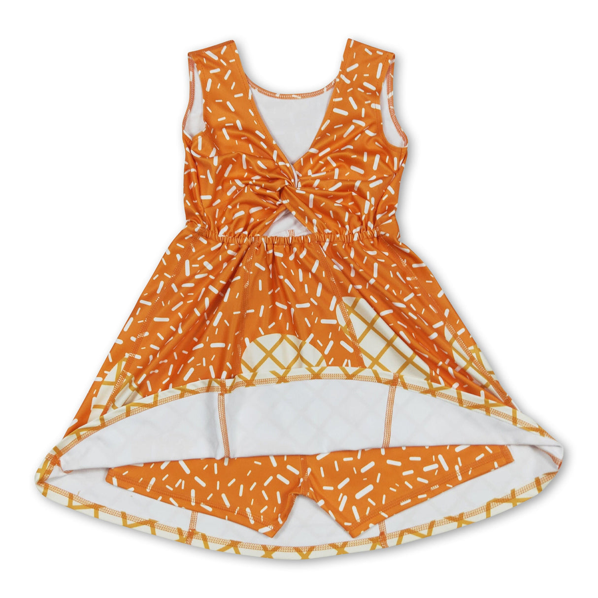 Sleeveless yellow ice cream sprinkle girls athletic dress