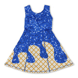 Sleeveless blue ice cream sprinkle girls athletic dress