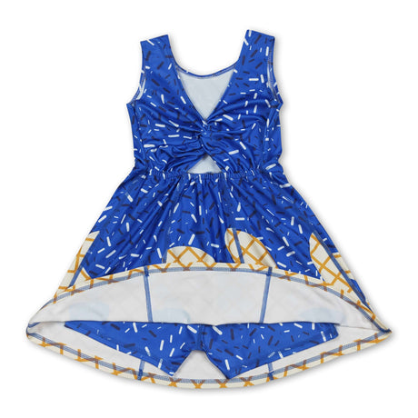 Sleeveless blue ice cream sprinkle girls athletic dress