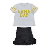 Yellow game day top black pleated skirt girls team clothes