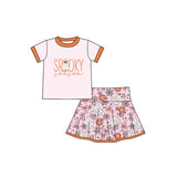 Spooky season top ghost bow skirt girls Halloween clothes