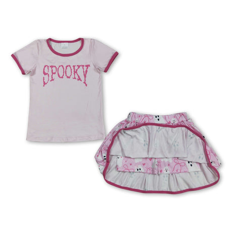 Short sleeves spooky top ghost skirt girls Halloween clothing