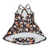 Straps orange bow football girls athletic dresses